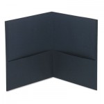 UNV56638 Two-Pocket Portfolio, Embossed Leather Grain Paper, Dark Blue, 25/Box UNV56638