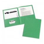 Avery Two-Pocket Portfolio, Embossed Paper, 30-Sheet Capacity, Green, 25/Box AVE47987