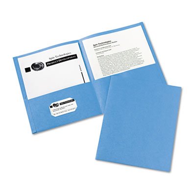 Avery Two-Pocket Portfolio, Embossed Paper, 30-Sheet Capacity, Light Blue, 25/Box AVE47986