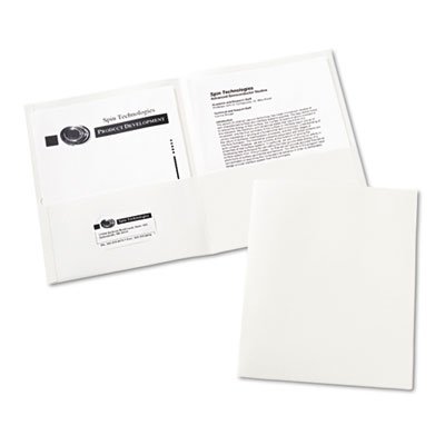 Avery Two-Pocket Portfolio, Embossed Paper, 20-Sheet Capacity, White, 25/Box AVE47991