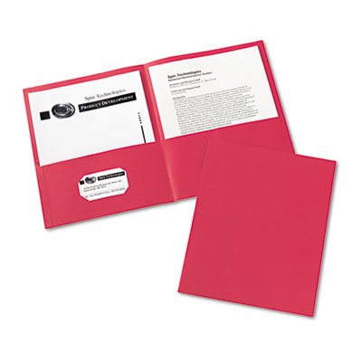 Avery Two-Pocket Portfolio, Embossed Paper, 30-Sheet Capacity, Red, 25/Box AVE47989