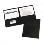 Avery Two-Pocket Portfolio, Embossed Paper, 30-Sheet Capacity, Black, 25/Box AVE47988