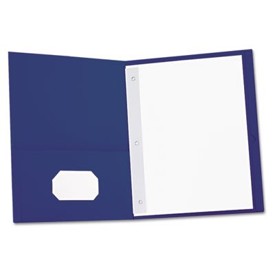 UNV57116 Two-Pocket Portfolios w/Tang Fasteners, 11 x 8-1/2, Dark Blue, 25/Box UNV57116