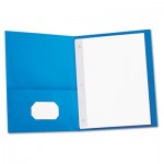 UNV57115 Two-Pocket Portfolios w/Tang Fasteners, 11 x 8-1/2, Light Blue, 25/Box UNV57115