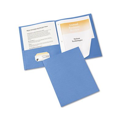 Avery Two-Pocket Report Cover, Tang Clip, Letter, 1/2" Capacity, Blue, 25/Box AVE47976