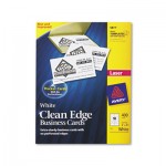 Avery Two-Side Printable Clean Edge Business Cards, Laser, 2 x 3 1/2, White, 400/Box AVE5877