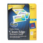 Avery Two-Side Printable Clean Edge Business Cards, Inkjet, 2 x 3 1/2, White, 1000/Box AVE8870