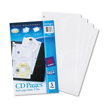 Avery Two-Sided CD Organizer Sheets for Three-Ring Binder, 5/Pack AVE75263
