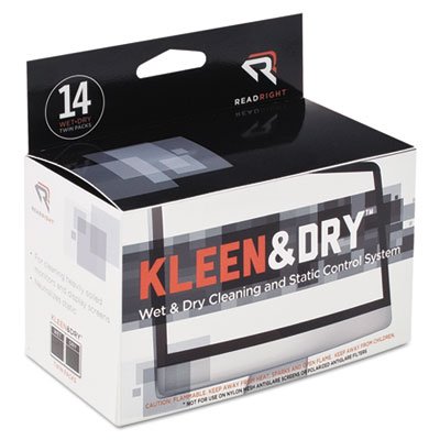 Read Right Two Step Screen Kleen Wet and Dry Cleaning Wipes, 5 x 5, 14/Box REARR1205