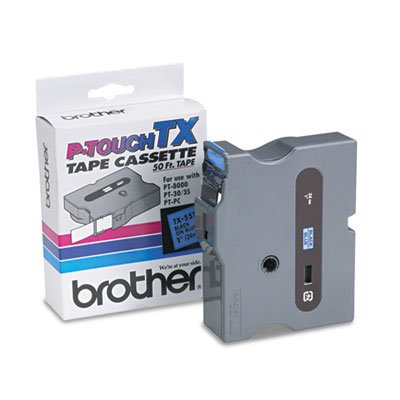 Brother P-Touch TX Tape Cartridge for PT-8000, PT-PC, PT-30/35, 1w, Black on Blue BRTTX5511