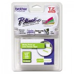 Brother P-Touch TZMQG35 TZ Standard Adhesive Laminated Labeling Tape, 1/2" x 16.4 ft., White/Lime Green BRTTZEMQG35