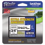 Brother P-Touch TZe Extra-Strength Adhesive Laminated Labeling Tape, 3/4w, Black on White BRTTZES241