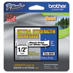 Brother P-Touch TZe Extra-Strength Adhesive Laminated Labeling Tape, 1/2w, Black on White BRTTZES231