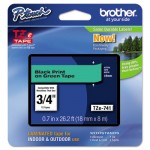 Brother P-Touch TZe Standard Adhesive Laminated Labeling Tape, 0.7", Black on Green BRTTZE741