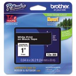 Brother P-Touch TZe Standard Adhesive Laminated Labeling Tape, 1w, White on Black BRTTZE355
