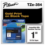 Brother P-Touch TZe Standard Adhesive Laminated Labeling Tape, 1w, Gold on Black BRTTZE354