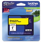 Brother P-Touch TZe Standard Adhesive Laminated Labeling Tape, 1w, Black on Yellow BRTTZE651