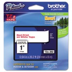 Brother P-Touch TZe Standard Adhesive Laminated Labeling Tape, 1w, Red on White BRTTZE252