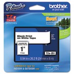 Brother P-Touch TZe Standard Adhesive Laminated Labeling Tape, 1w, Black on White BRTTZE251