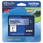 Brother P-Touch TZe Standard Adhesive Laminated Labeling Tape, 1w, Black on Clear BRTTZE151