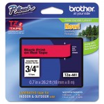 Brother P-Touch TZe Standard Adhesive Laminated Labeling Tape, 3/4w, Black on Red BRTTZE441