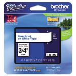 Brother P-Touch TZe Standard Adhesive Laminated Labeling Tape, 3/4w, Blue on White BRTTZE243