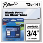 Brother P-Touch TZe Standard Adhesive Laminated Labeling Tape, 3/4w, Black on Clear BRTTZE141