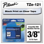 Brother P-Touch TZe Standard Adhesive Laminated Labeling Tape, 3/8w, Black on Clear BRTTZE121