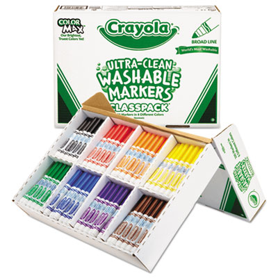 Crayola 588200 Ultra-Clean Washable Marker Classpack, Broad Bullet Tip, Assorted Colors, 200/Box CYO588200