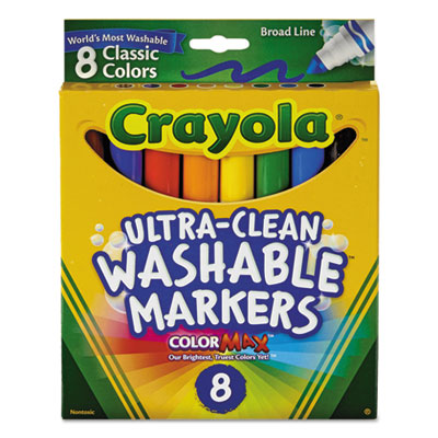Crayola 587808 Ultra-Clean Washable Markers, Broad Bullet Tip, Classic Colors, 8/Pack CYO587808