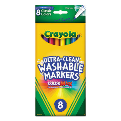 Crayola 587809 Ultra-Clean Washable Markers, Fine Bullet Tip, Classic Colors, 8/Pack CYO587809