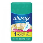 Always Ultra Thin Pads, Regular, 36/Pack, 6 Packs/Carton PGC30656