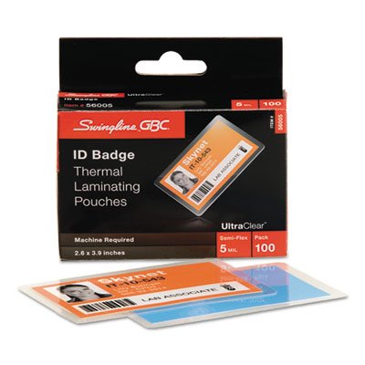 UltraClear Thermal Laminating Pouches, ID Badge, 5mil, 2 5/8 x 3 7/8, 100/Pack GBC56005