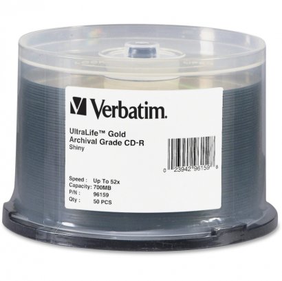 Verbatim UltraLife Gold Archival Grade CD-R 80MIN 700MB 52x 50pk Spindle 96159
