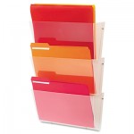 Deflecto Unbreakable Wall File Set, Letter, Three Pocket, Clear DEF63601RT
