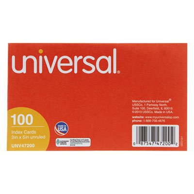 UNV47200 Unruled Index Cards, 3 x 5, White, 100/Pack UNV47200