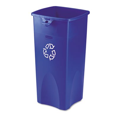 Rubbermaid Commercial Untouchable Recycling Container, Square, Plastic, 23gal, Blue RCP356973BE