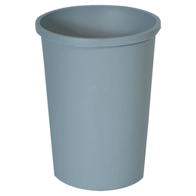 Rubbermaid Commercial FG294700GRAY Untouchable Waste Container, Round, Plastic, 11 gal, Gray RCP2947GRA