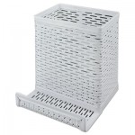 Urban Collection Punched Metal Pencil Cup/Cell Phone Stand, 3 1/2 x 3 1/2, White AOPART20014WH