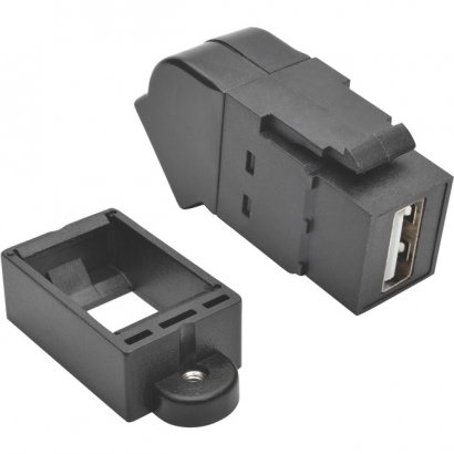 Tripp Lite USB 2.0 All-in-One Keystone/Panel Mount Angled Coupler (F/F), Black U060-000-KPA-BK