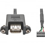 USB 2.0 Hi-Speed Panel Mount Cable, 3 ft U024-003-5P-PM