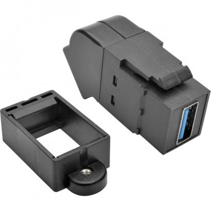 Tripp Lite USB 3.0 All-in-One Keystone/Panel Mount Angled Coupler (F/F), Black U325-000-KPA-BK