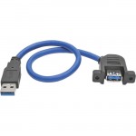 USB 3.0 SuperSpeed Panel-Mount Type-A Extension Cable (M/F), 1 ft U324-001-APM