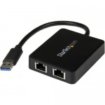 StarTech.com USB 3.0 to Dual Port Gigabit Ethernet Adapter NIC w/ USB Pass-Through USB32000SPT