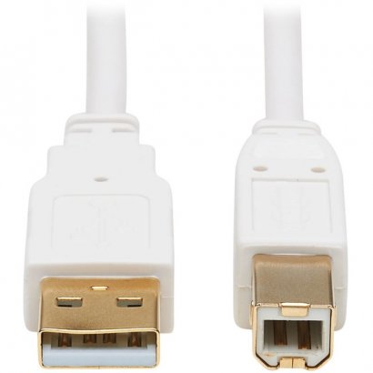 Tripp Lite USB-A to USB-B Antibacterial Cable (M/M), USB 2.0, White, 10 ft U022AB-010-WH