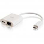 C2G USB C Ethernet Adapter with Power - White 29748