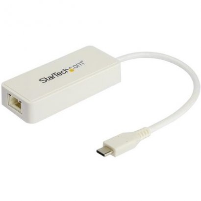 StarTech.com USB-C Ethernet Adapter with Extra USB 3.0 Port - White US1GC301AUW