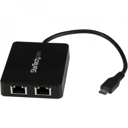 StarTech.com USB-C to Dual Gigabit Ethernet Adapter with USB (Type-A) Port US1GC301AU2R