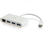 C2G USB-C to Ethernet Adapter with 3-Port USB Hub - White 29746