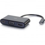 C2G USB C to HDMI and VGA Adapter Converter with Power Delivery - Black 26884